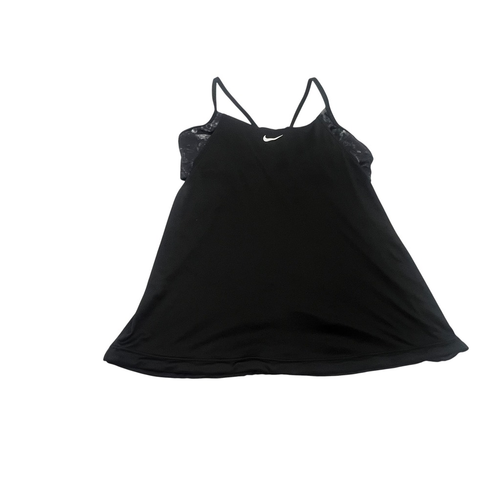 Nike Swim Tankini Top Womens Small Black Racerback Shelf Bra Athletic Swimwear